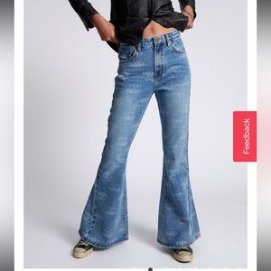 NWT One Teaspoon Medusa Marines Extreme Flare Mid Rise Jeans Sz 28